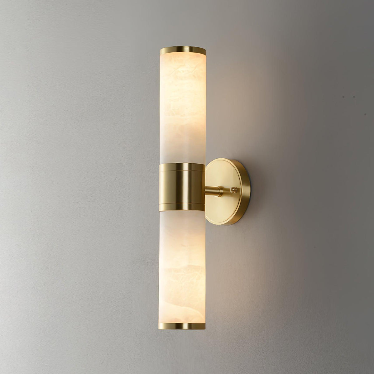Lampatron Alabaster Wall Lamp ? 3.1″ x H 17.3″ / Dia 8cm x H 44cm / Gold & White Wall lamp