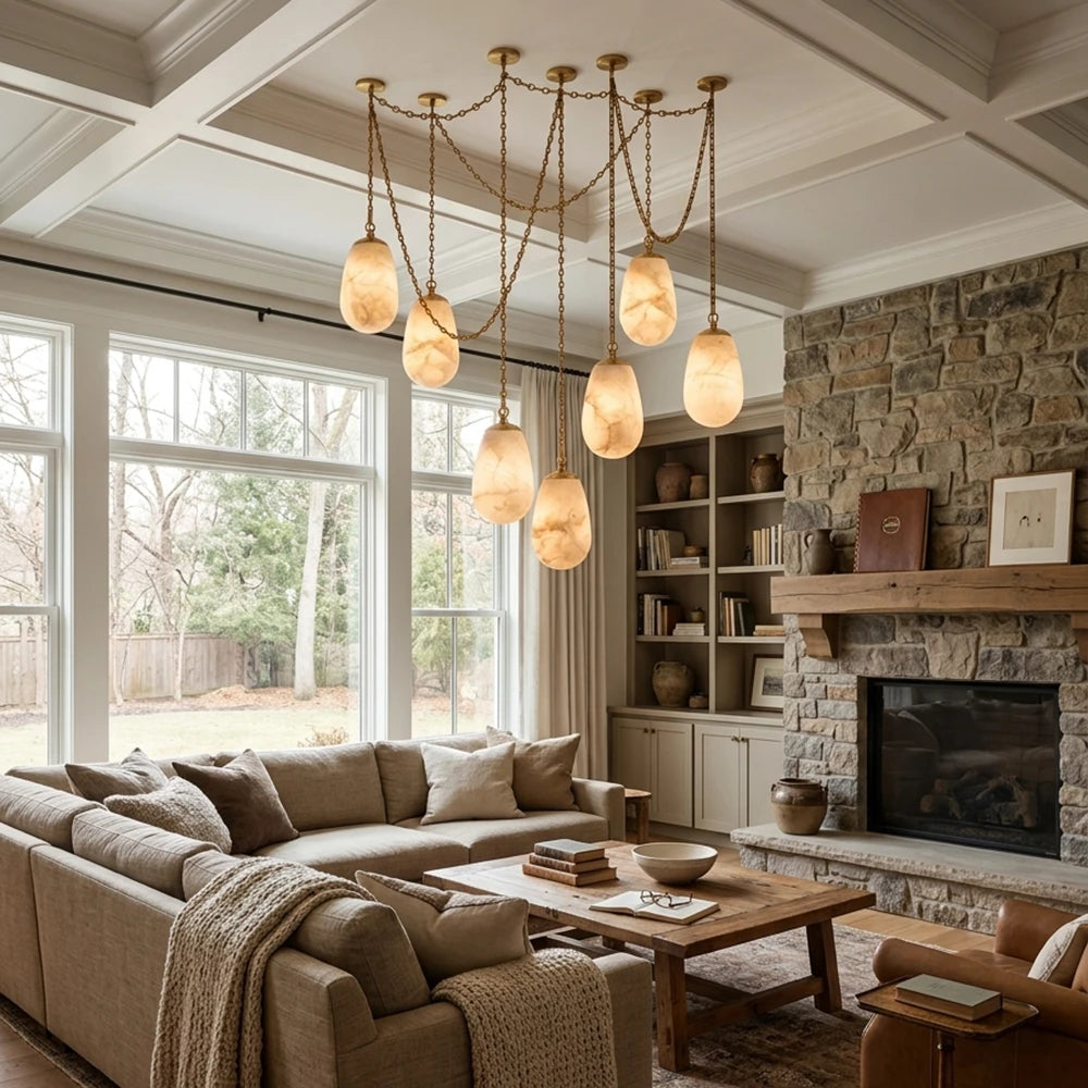 Lanterelle Alabaster Chain Chandelier