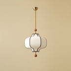Lantern Fabric Pendant Light ? 9.8″ x H 13.8″ / Dia 25cm x H 35cm / Gold & White Pendant light