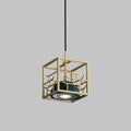 Lantern Square Pendant Lamp Model A ∅ 5.9″ x H 5.9″ / Dia 15cm x H 15cm / Polished Brass + Green Marble Pendant light