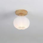 Large Flower Bag Ceiling Lamp ∅ 6.3″ x H 8.3″ / Dia 16cm x H 21cm / Wood color & White Ceiling lamp