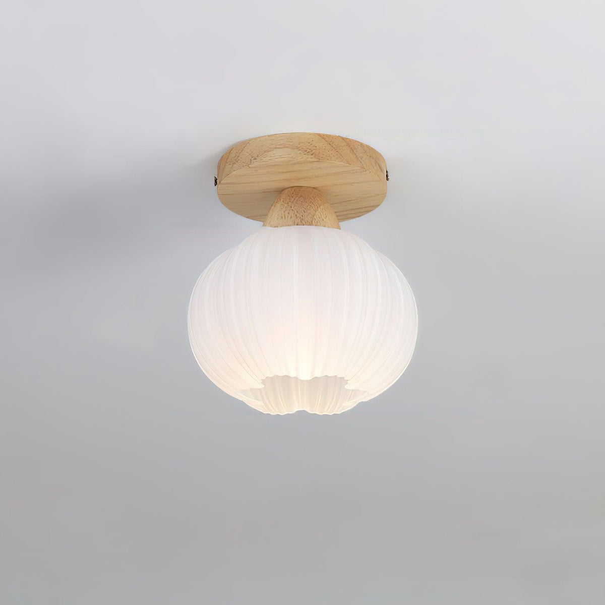 Large Flower Bag Ceiling Lamp ∅ 6.3″ x H 8.3″ / Dia 16cm x H 21cm / Wood color & White Ceiling lamp