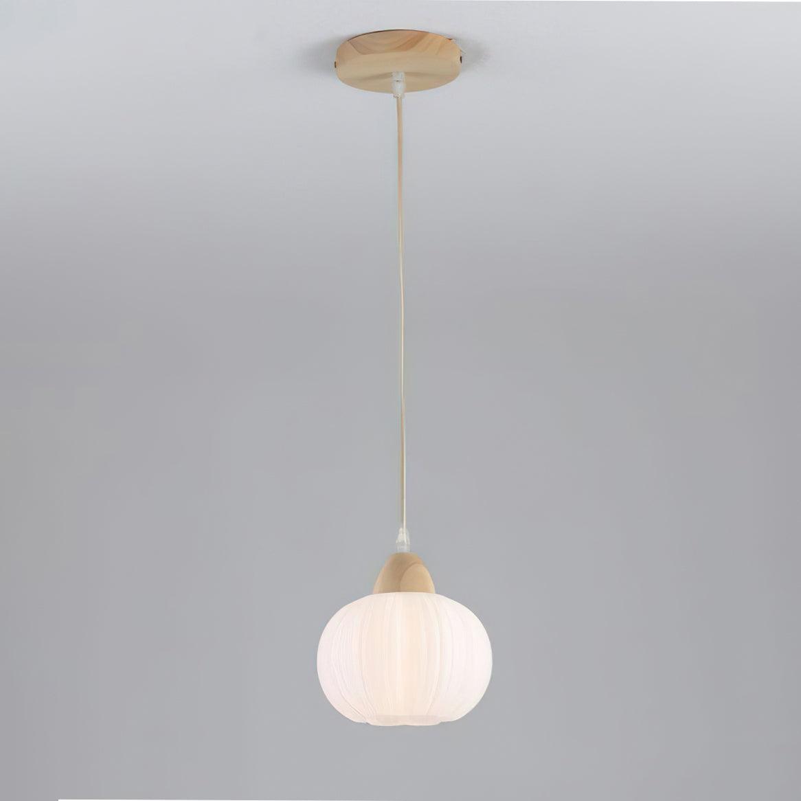 Large Flower Bag Pendant Lamp ∅ 6.3″ x H 8.3″ / Dia 16cm x H 21cm / Wood color & White Pendant light
