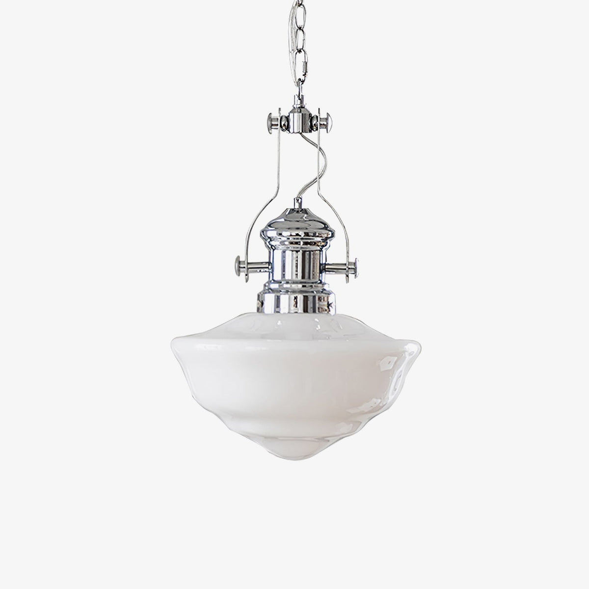 Lavagna Schoolhouse Pendant Light ∅ 11.8″ x H 19.3″ / Dia 30cm x H 43cm / Chrome & White Pendant light