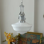Lavagna Schoolhouse Pendant Light ∅ 11.8″ x H 19.3″ / Dia 30cm x H 43cm / Chrome & White Pendant light