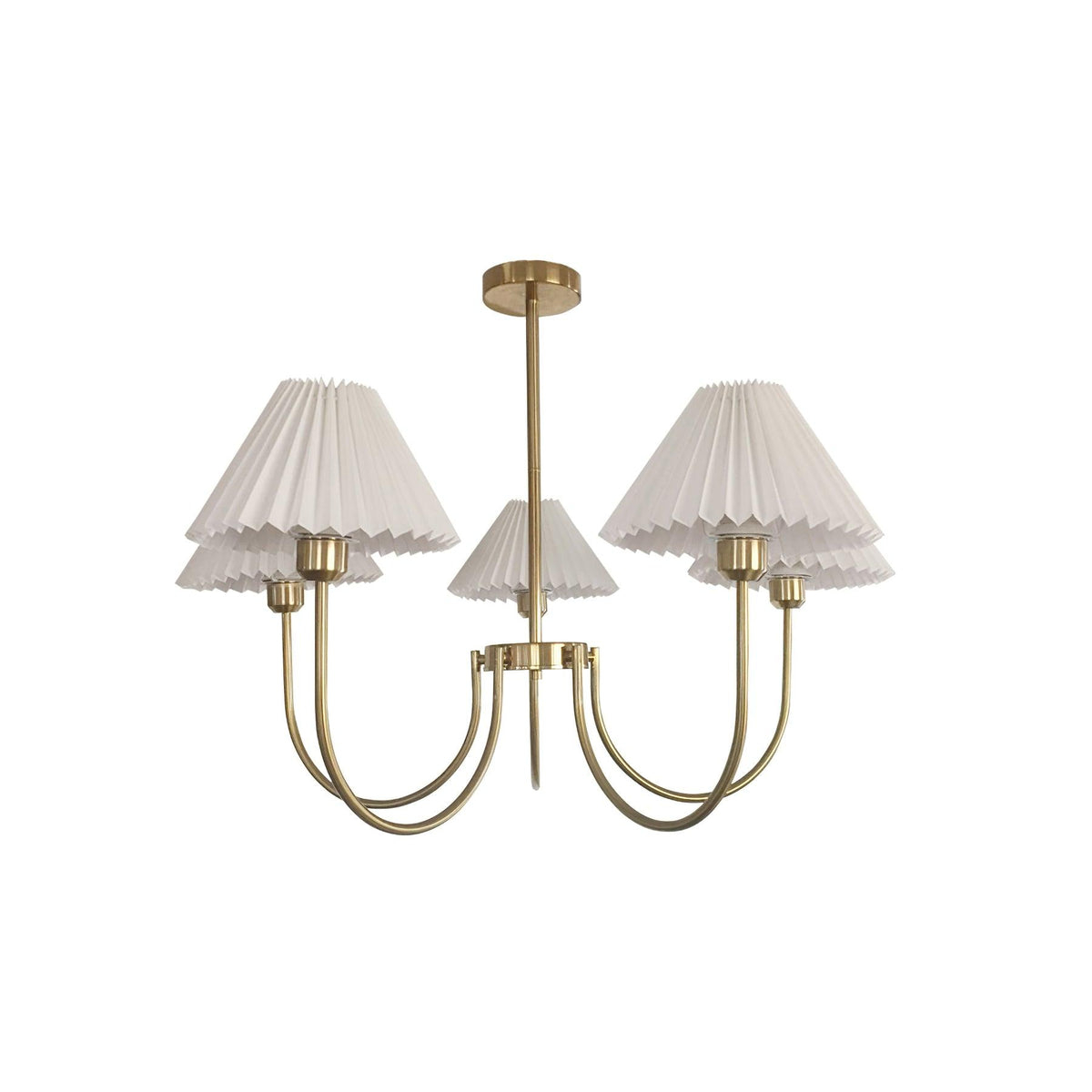 Lenore Pleated Chandelier 5 heads ? 34.6″ x H 23.6″ / Dia 88cm x H 60cm / Gold Chandelier