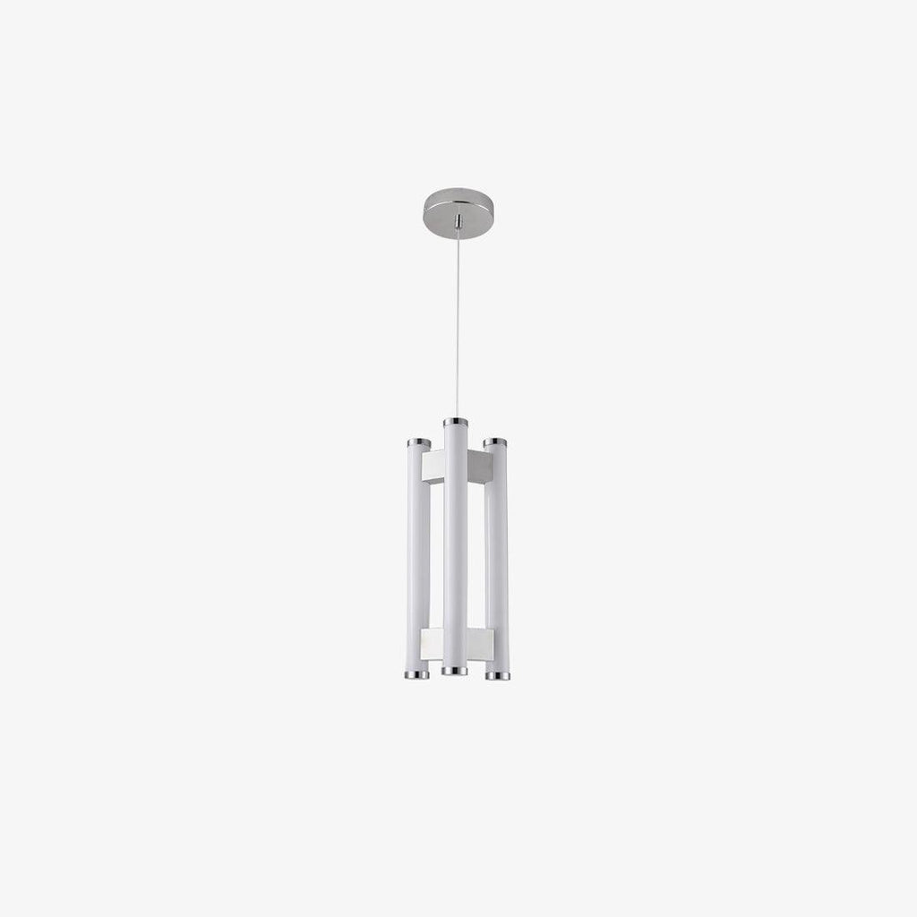 Lia Pendant Light ∅ 7.1″ x H 11.8″ / Dia 18cm x H 30cm / Chrome and White / Warm Light Pendant light