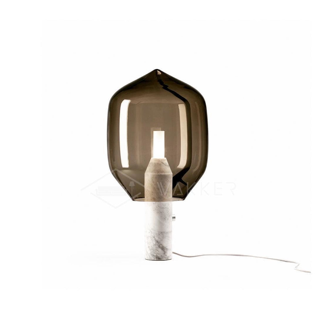 Lighthouse Table Lamp ∅ 8.7″ x H 18.9″ / Dia 22cm x H 48cm / White Marble + Smoked Glass / US Plug Table lamp