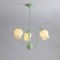 Lilium Chandelier 3 Heads ∅ 26″ x H 16.5″ / Dia 66cm x H 42cm / Green & White Chandelier