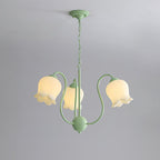Lilium Chandelier 3 Heads ∅ 26″ x H 16.5″ / Dia 66cm x H 42cm / Green & White Chandelier
