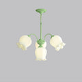 Lilium Cluster Chandelier 3 + 1 Heads ∅ 25.6″ x H 11.8″ / Dia 65cm x H 30cm / Green & White Chandelier