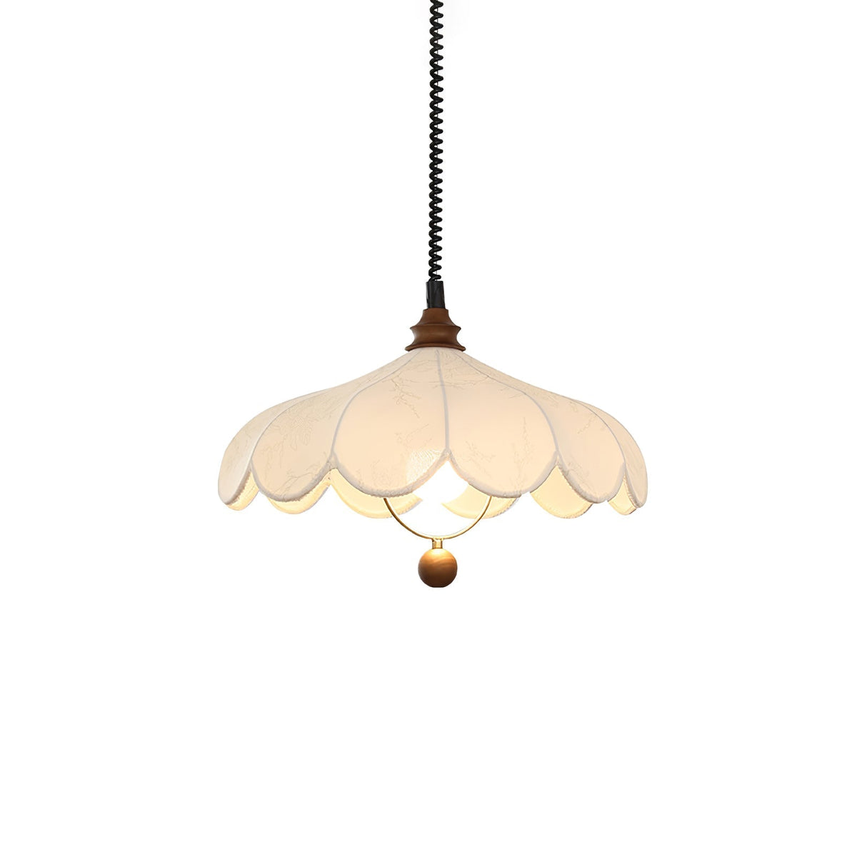 Lily Fabric Pendant Lamp ? 15.7″ x H 13.8″ / Walnut Color & White Pendant light