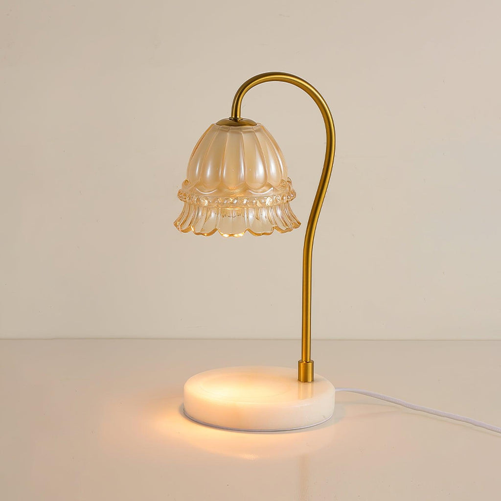 Lily Marble Warmer Table Lamp ∅ 6.2″ x H 11.8″/ Dia 16cm x H 30cm / Gold & Opaque / US plug Table lamp