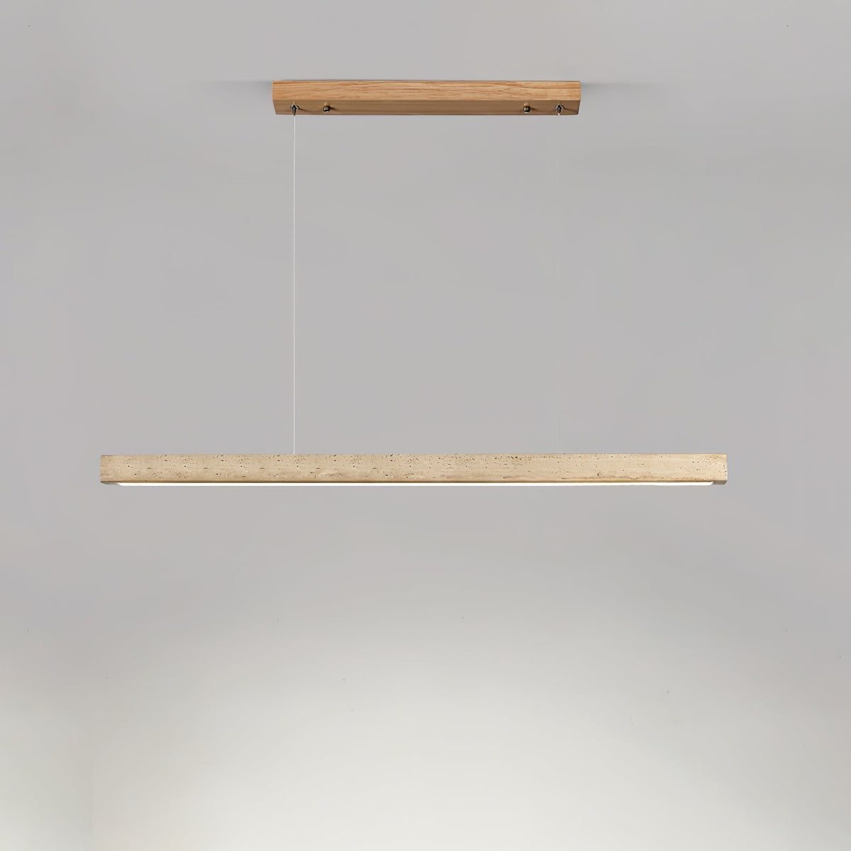 Linear Travertine Pendant Lamp ? 31.5″ x H 1.9″ / Wood Color & Yellow Travertine / Warm Light 1001 pendant Lamp