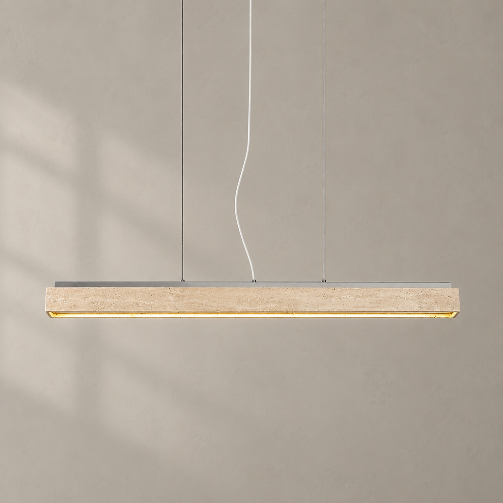 Linear Travertine Suspension Lamp