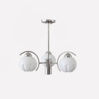 Litchford Chandelier 3 heads Φ 17.3″ x H 18.9″ / Dia 44cm x H 48cm / Chrome + White Glass Chandelier