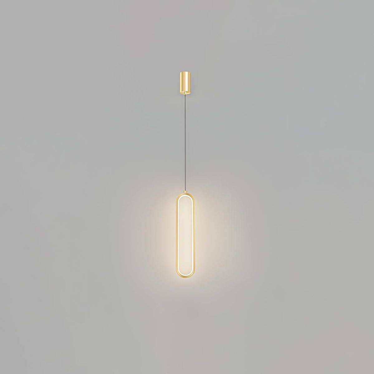 Long Oval LED Pendant Lamp ∅ 3.5″ x H 15.7″ / Dia 9cm x H 40cm / Brass / Three-Color Changing Light Pendant light