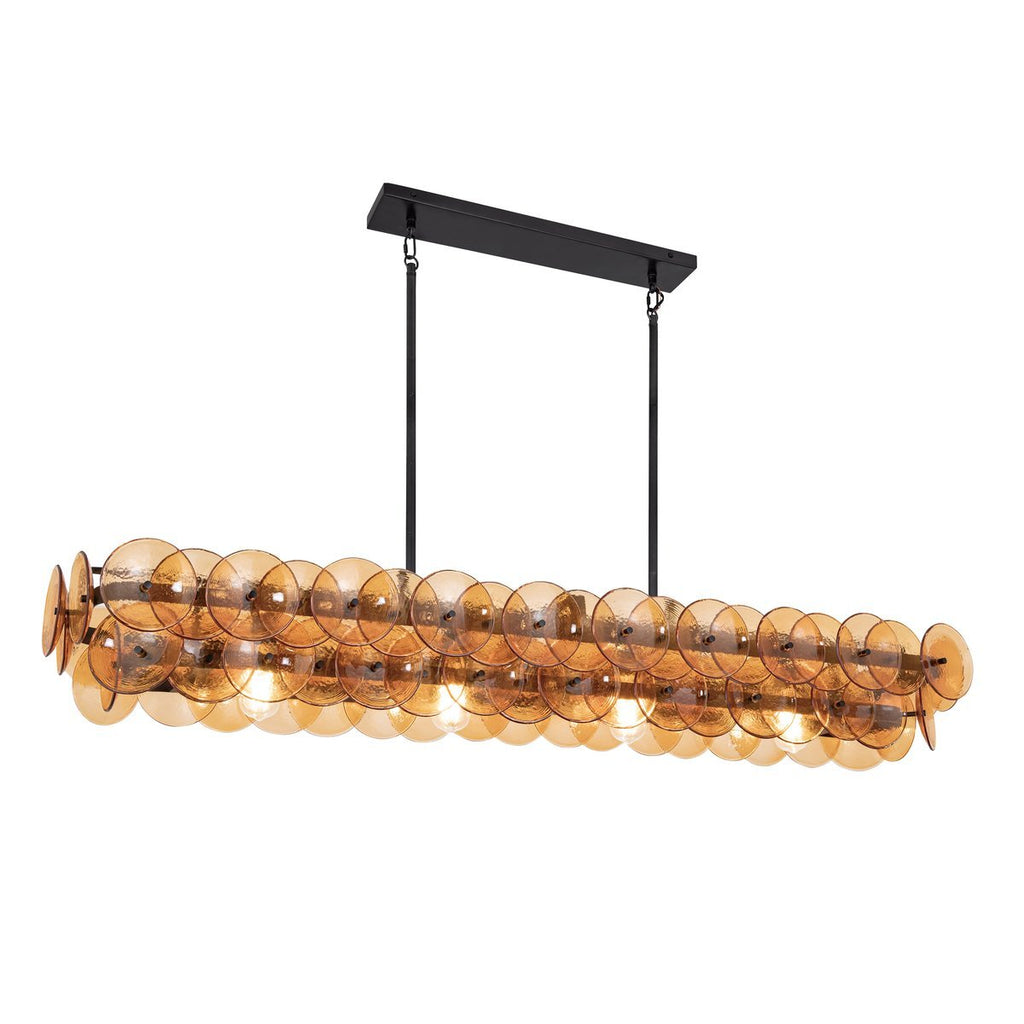 Pressed Glass Disc Linear Chandelier