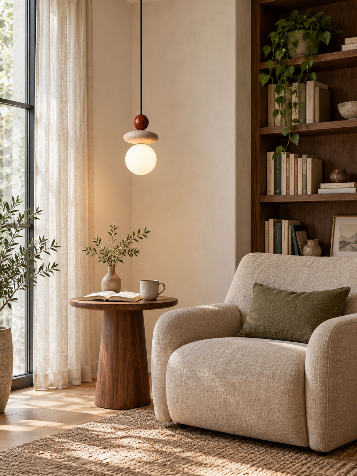 Lumi Travertine Pendant Light