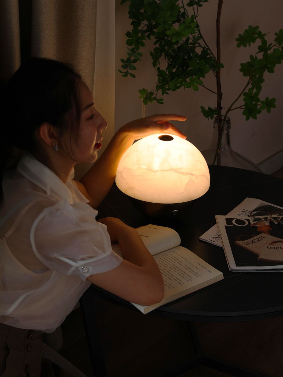 Luna Stone Mini Alabaster Table Lamp