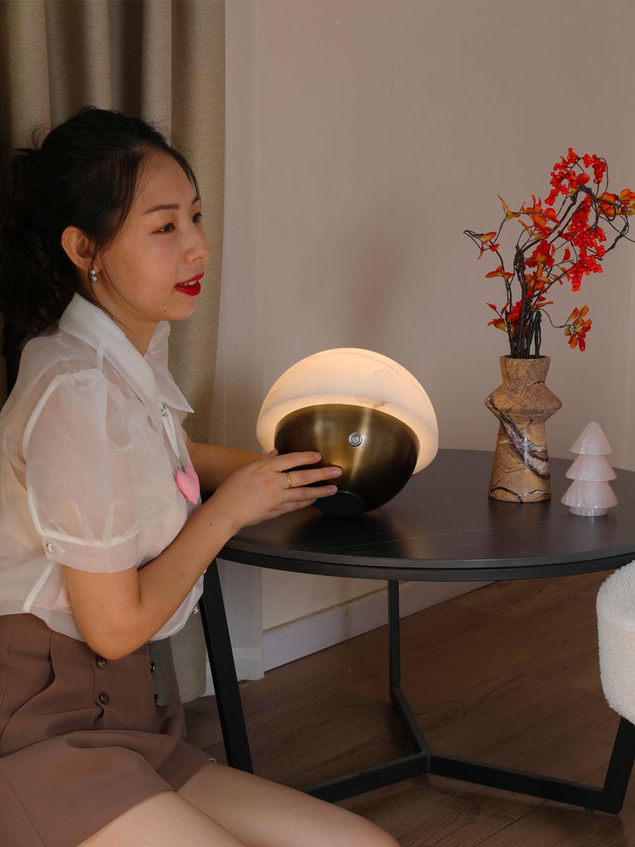 Luna Stone Mini Alabaster Table Lamp