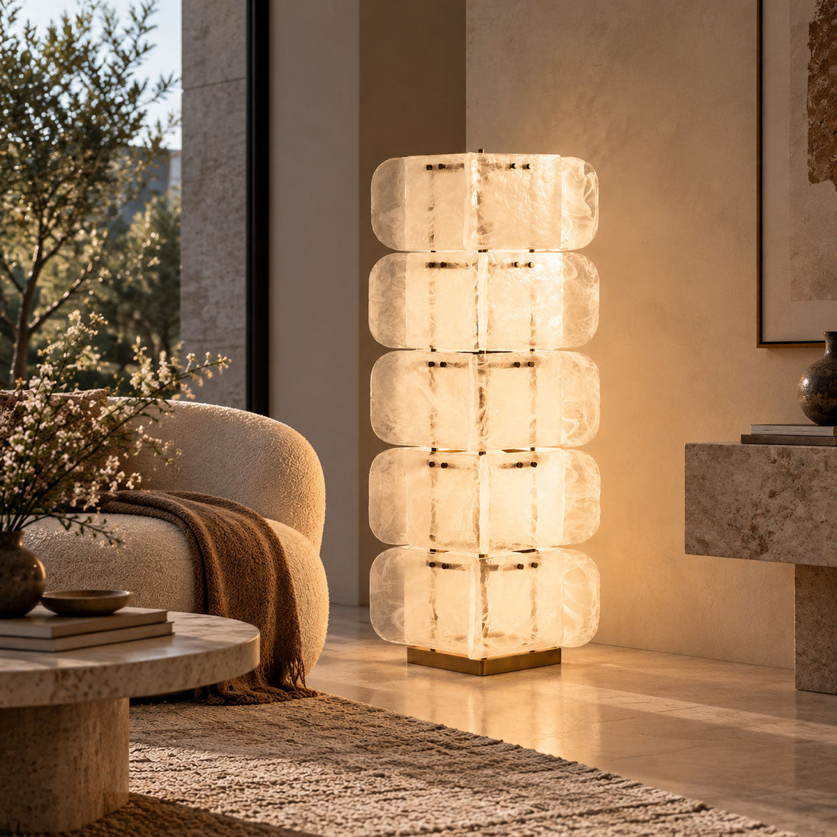 Lush Glass Tower Floor Lamp
