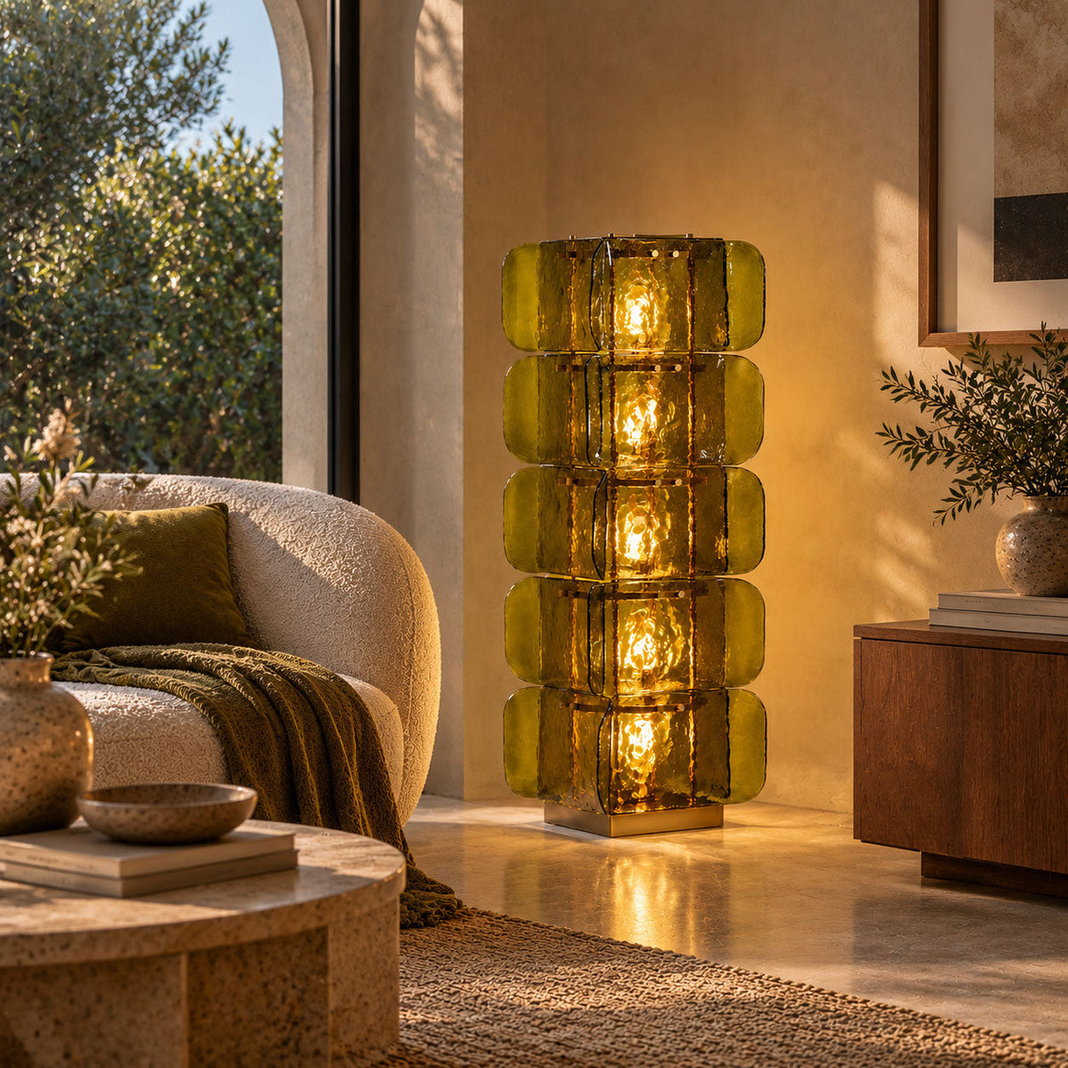 Lush Glass Tower Floor Lamp