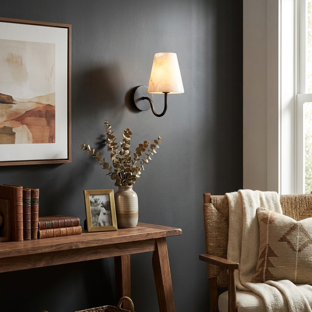 Maellis Alabaster Shade Wall Sconce