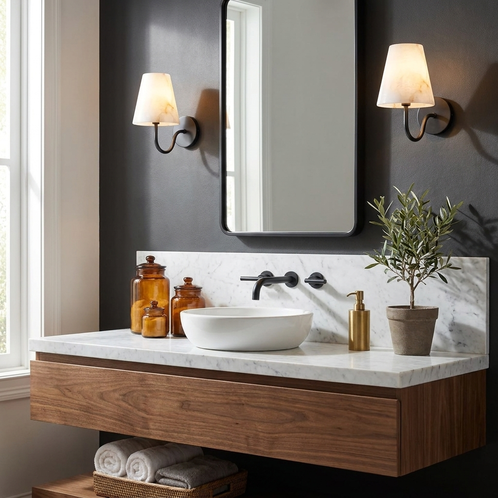 Maellis Alabaster Shade Wall Sconce