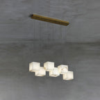 Alabaster Box Chandelier 6 heads L 28.3″ x W 4.7″x H 78.7″ / L 72cm x W 12cm x H 200cm / White Chandelier