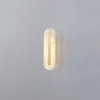 Alabaster Rounded Wall Light ? 4.3″ x H 13.8″ / Dia 11cm x H 35cm / White＆Brass / Warm Light Wall lamp