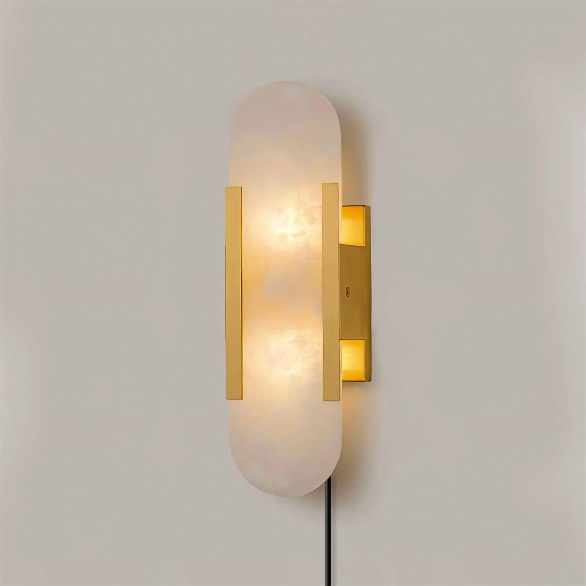 Oblong Alabaster Plug-in Wall Sconce