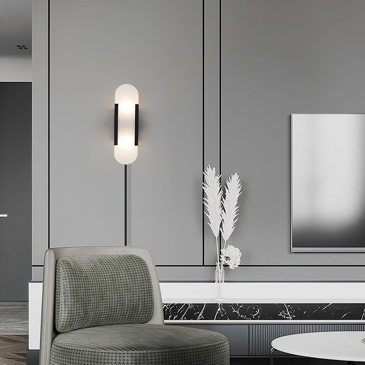 Oblong Alabaster Plug-in Wall Sconce