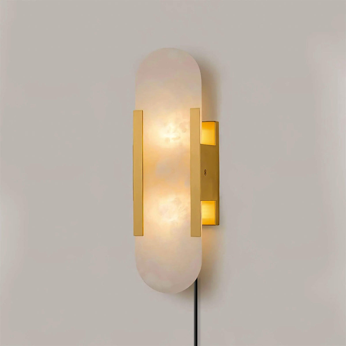 Oblong Alabaster Plug-in Wall Sconce