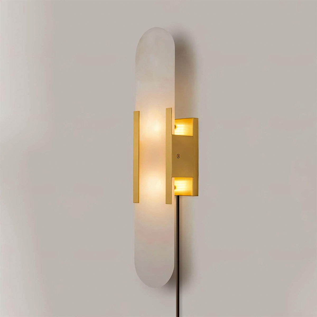 Oblong Alabaster Plug-in Wall Sconce