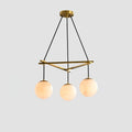 Miira Alabaster Chandelier 3 heads ∅ 21.6″ x H 59″/ Dia 55cm x H 150cm / Brass & White Alabaster Chandelier