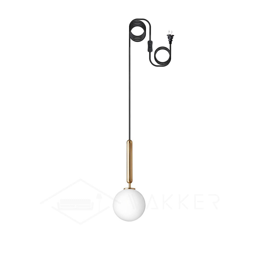 Miira Brass Pendant Swag Light 1 head ∅ 5.9″ x H 13.8″ / Dia 15cm x H 35cm / Brass & White glass / US Plug Pendant light