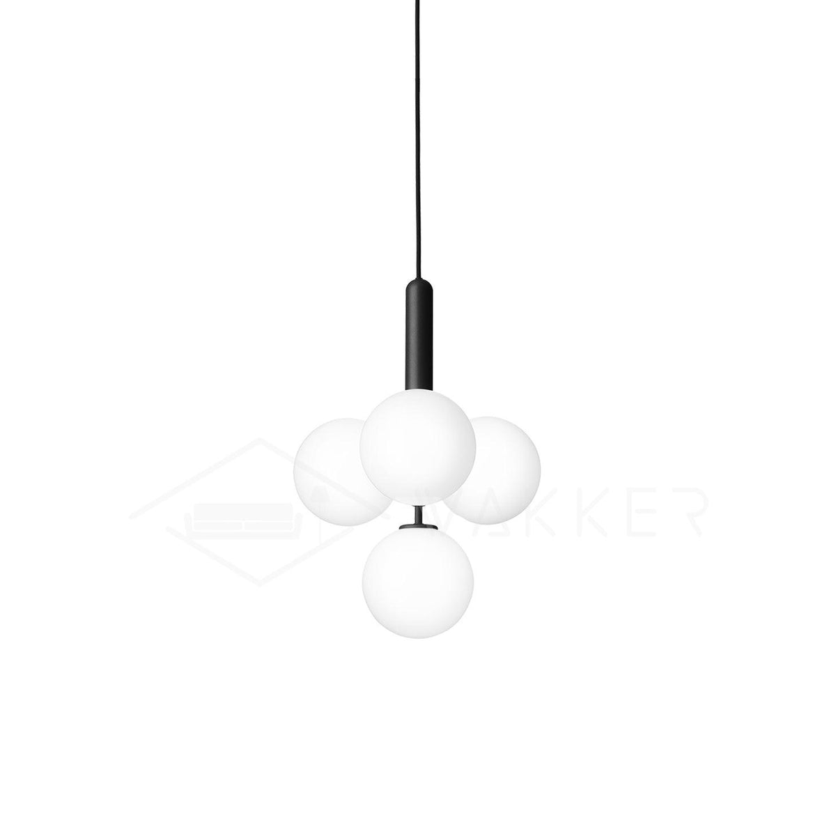 Scandiluxe Pendant Lamp 4 heads: ? 13.8″ x H 16.9″ / Black / White Pendant light