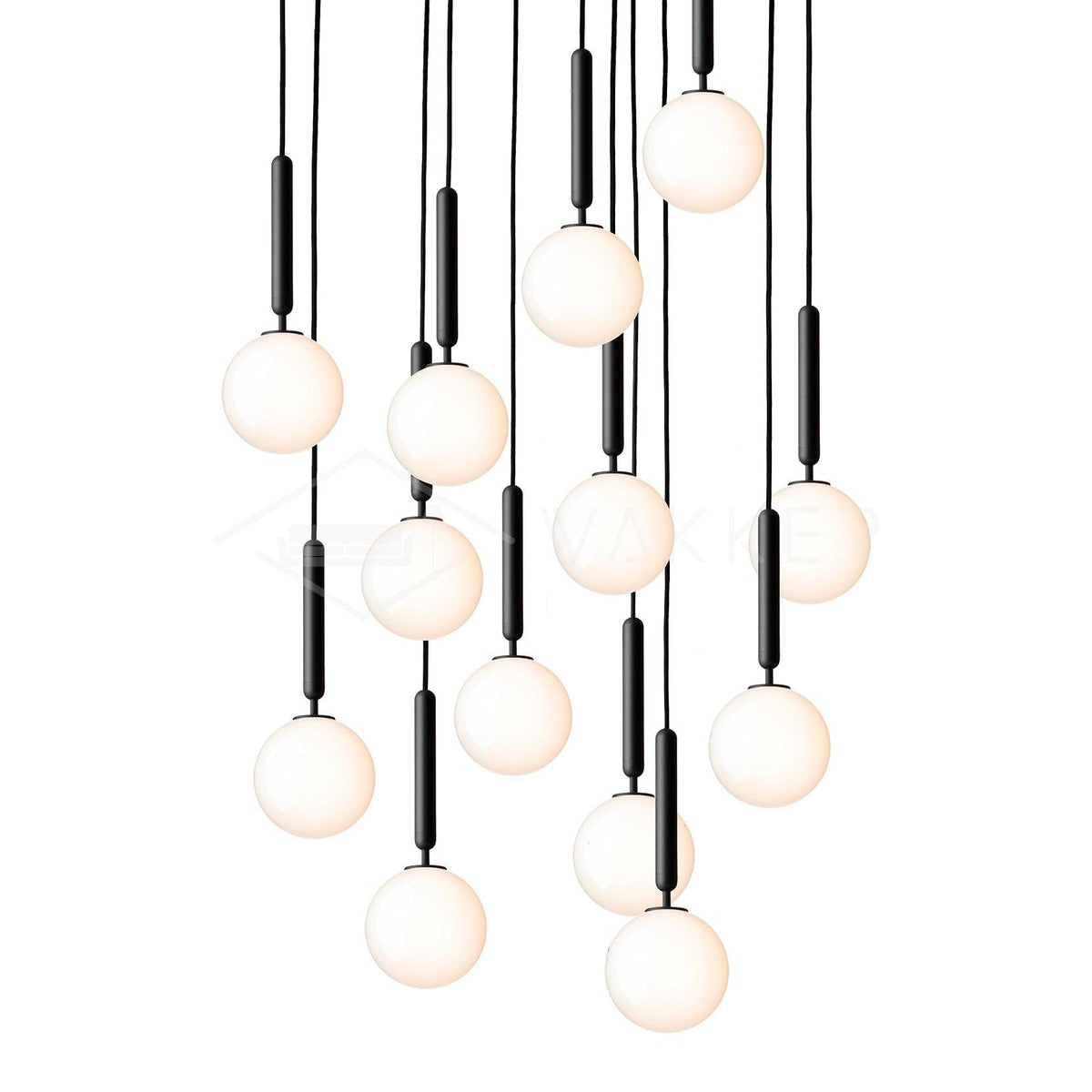 Scandiluxe Pendant Lamp 13heads: ? 23.6″ x H 78.7″ / Black / White Pendant light