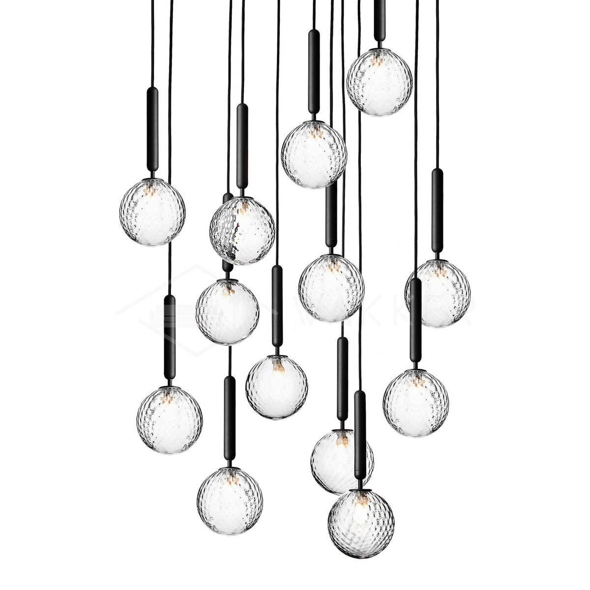 Scandiluxe Pendant Lamp 13heads: ? 23.6″ x H 78.7″ / Black / Clear Pendant light