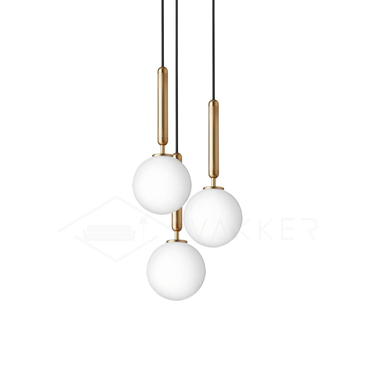 Scandiluxe Pendant Lamp 3 heads: ? 7.9″ x H 59″ / Gold / White Pendant light