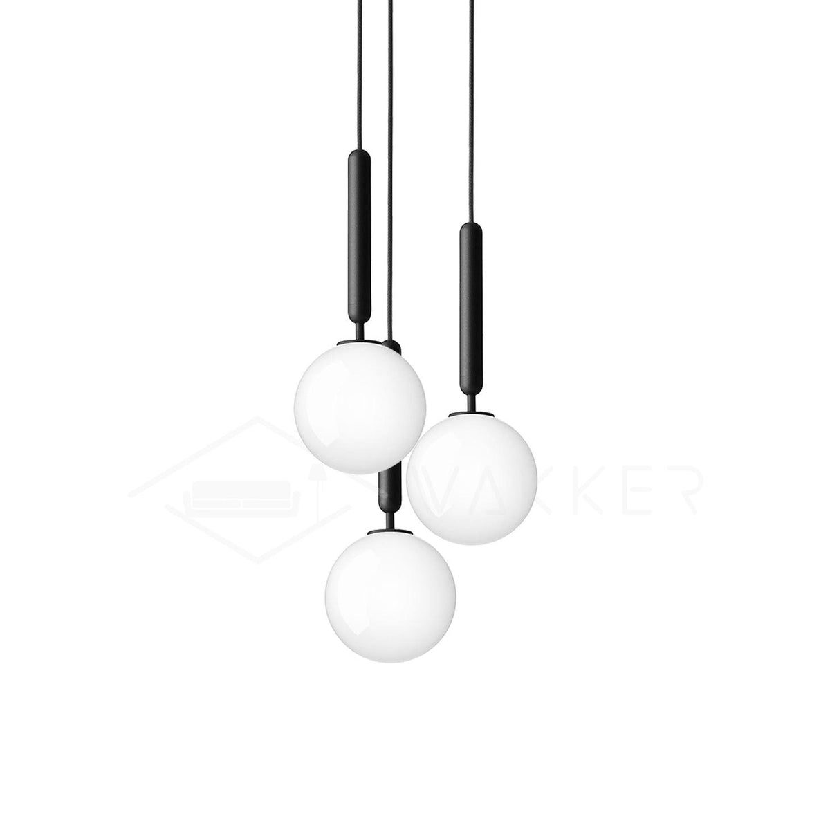 Scandiluxe Pendant Lamp 3 heads: ? 7.9″ x H 59″ / Black / White Pendant light