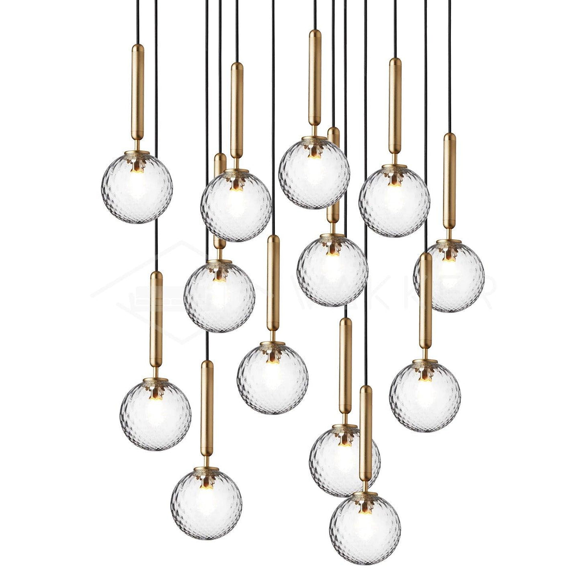 Scandiluxe Pendant Lamp 13heads: ? 23.6″ x H 78.7″ / Gold / Clear Pendant light