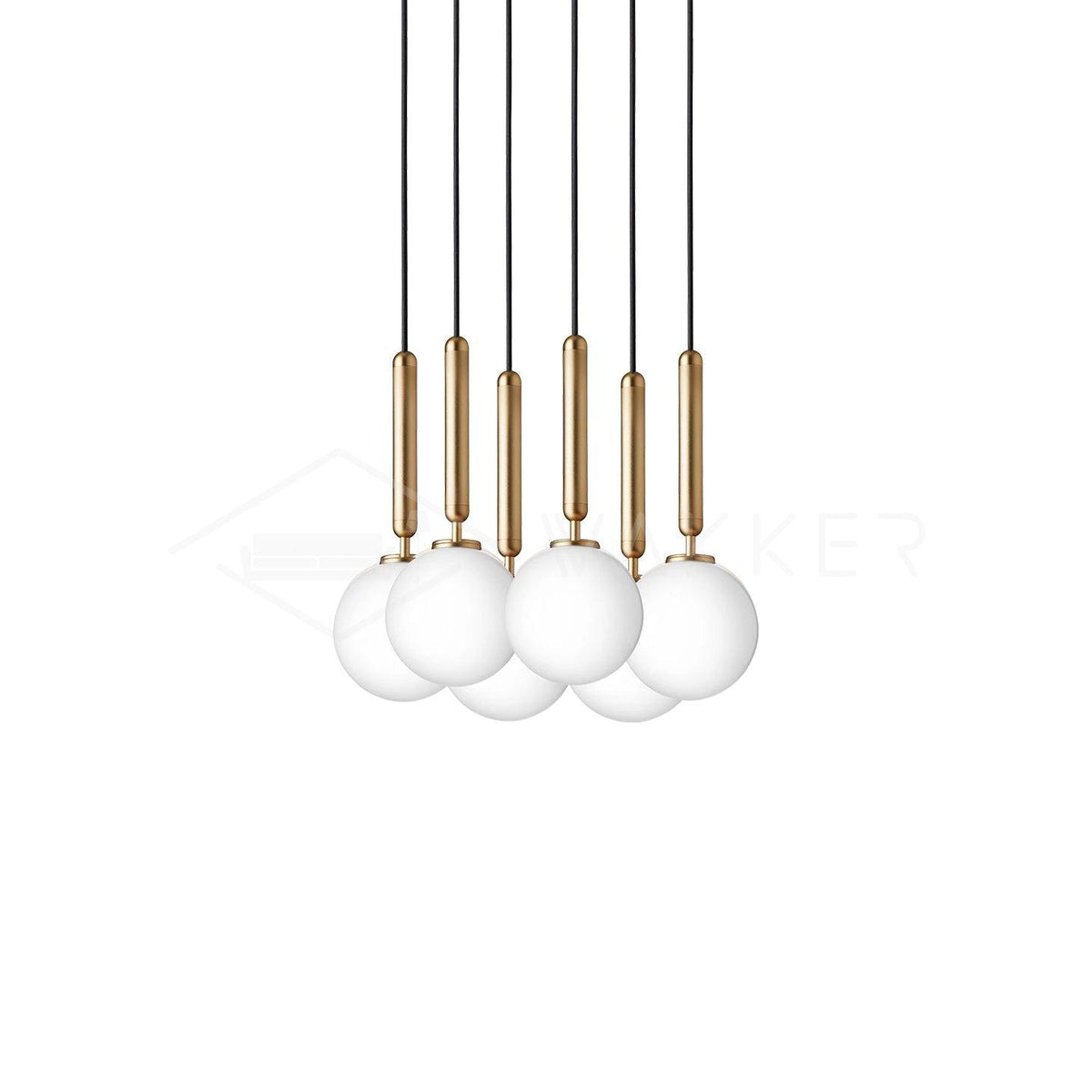 Scandiluxe Pendant Lamp 6 heads: ? 11.8″ x H 59″ / Gold / White Pendant light