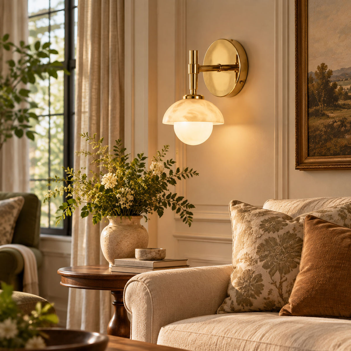 Milo Alabaster Double Wall Light