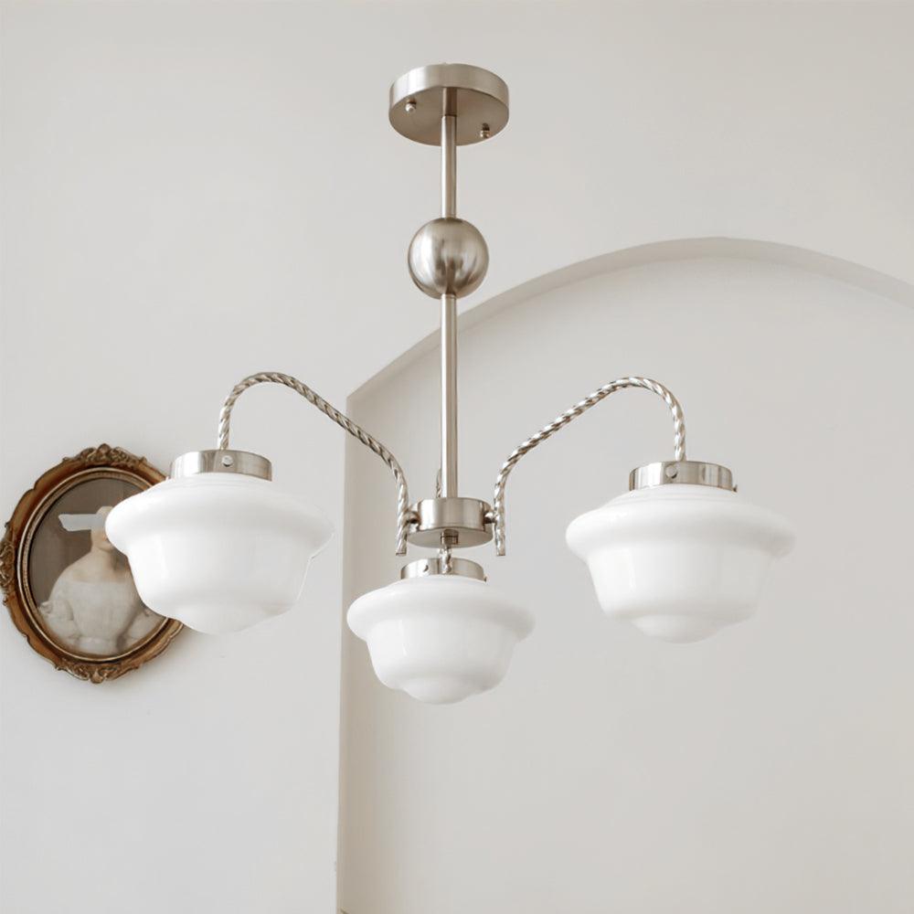 Minka Lavery Chandelier 3 Heads ∅ 17.7″ x H 23.6″ / Dia 45cm x H 60cm / Chrome & White Chandelier