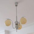 Modo Deco Chandelier 3 heads ? 22.8″ x H 15.7″/ Dia 58cm x H 40cm / Chrome & Beige Chandelier