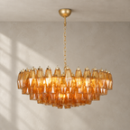 Murano Rhombus Amber Glass Chandelier