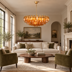 Murano Rhombus Amber Glass Chandelier