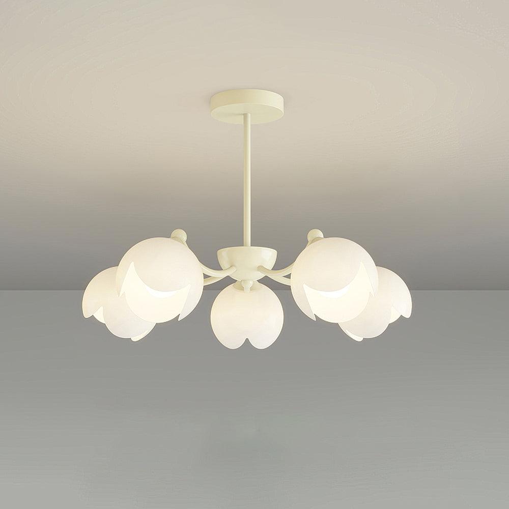 Murano Cream Chandelier 5 Heads: ∅ 27.6″ x H 7.9″ / Dia 70cm x H 20cm / White Chandelier